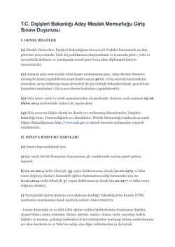 T.C. Dışişleri Bakanlığı Aday Meslek Memurluğu Giriş Sınavı Duyurusu