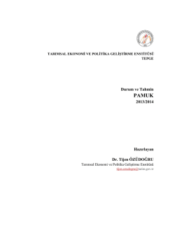Durum ve Tahmin 2013/2014 Hazırlayan Dr. Tijen &Ouml;Z&Uuml;DOĞRU