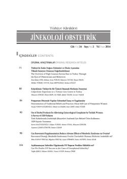 Sayının İ&ccedil;indekiler - T&uuml;rkiye Klinikleri