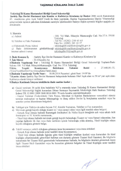 Şark&ouml;y İl&ccedil;e Devlet Hastanesi Kantin ve Kafeterya Kiralama İhalesi