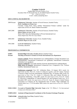 CV İngilizce - İstanbul Bilgi &Uuml;niversitesi