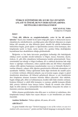 türkçe eğitiminde dil şuuru ile zevkinin anlam ve önemi