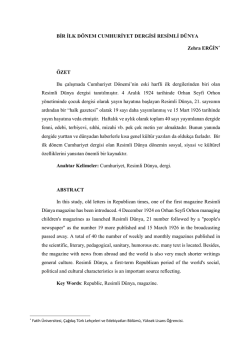Zehra Erğin- Bir İlk Dönem Cumhuriyet Dergisi Resimli Dünya