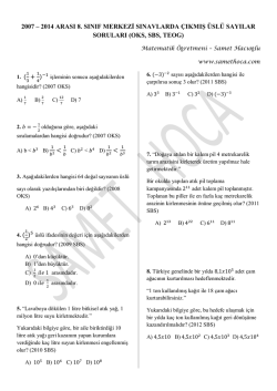 8. Sınıf Merkezi Sınavlar &Uuml;sl&uuml; Sorularını PDF Olarak