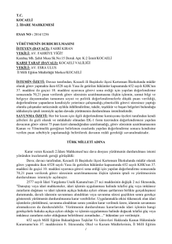 Kocaeli 2. İdare Mahkemesinin Y&uuml;r&uuml;tmeyi - T&uuml;rk Eğitim-Sen