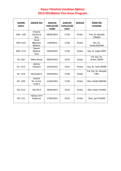 2013-2014 KAMU YÖNETİMİ Vize sinav tarihleri için tıklayınız
