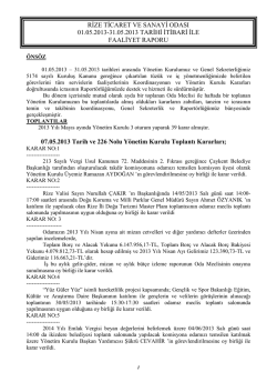 Mayıs Faaliyet Raporu - Rize Ticaret ve Sanayi Odası