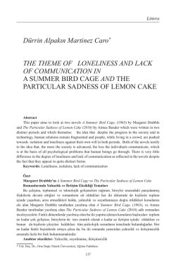 D&uuml;rrin Alpakın-Martinez Caro The Theme of Loneliness and Lack of