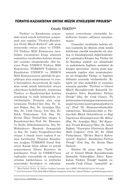 türkiye-kazakistan ortak müzik etkileşimi projesi