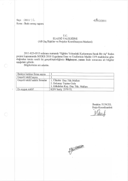 İhale sonu&ccedil; raporu - TC Elazığ Valiliği AB Dış İlişkiler ve Projeler