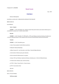 Kalkınma Ajansları Yatırım Destek Ofisleri Y&ouml;netmeliği