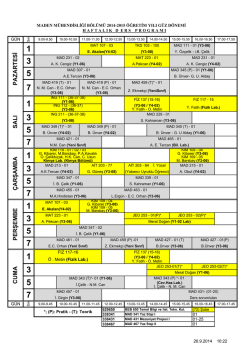 PAZ AR T ESİ SAL I &Ccedil;A RŞAMBA CU MA PERŞE MBE