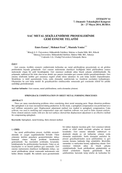 Sac Metal Şekillendirme Proseslerinde Geri Esneme Telafisi