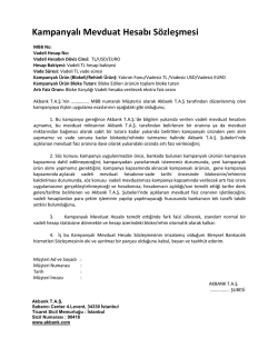 Kampanyalı Mevduat Hesabı S&ouml;zleşmesi