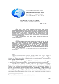 Pop&uuml;ler K&uuml;lt&uuml;r ve M&uuml;zik &Uuml;zerine - the journal of international social