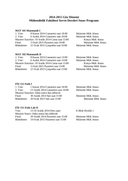 2014-2015 G&uuml;z D&ouml;nemi M&uuml;hendislik Fak&uuml;ltesi Servis Dersleri Sınav