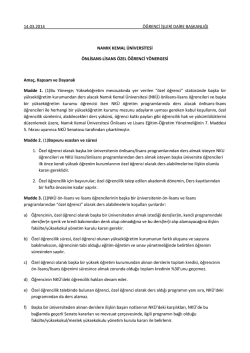 Namık Kemal &Uuml;niversitesi &Ouml;nlisans-Lisans &Ouml;zel - E