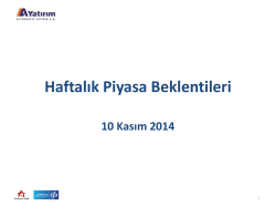 Haftalık Piyasa Beklentileri 10 Kasım 2014