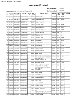 İLANEN TEBLİĞ LİSTESİ