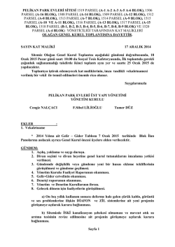 PELİKAN PARK EVLERİ SİTE Y&Ouml;NETİCİLİĞİ TARAFINDAN KAT