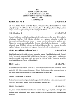 Odyoloji Ders İ&ccedil;erikleri - Sağlık Bilimleri Fak&uuml;ltesi