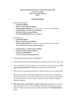 &Ouml;ZEL YETENEK SINAVI - Işık &Uuml;niversitesi