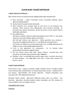 ELKON BURS TAHSİSİ KRİTERLERİ