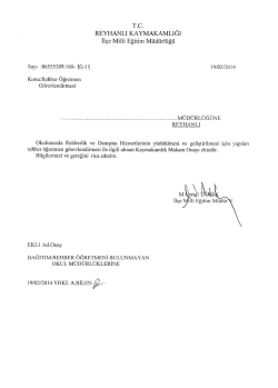 T.C. REYHANLI KAYMAKAMLIĞI İl&ccedil;e Milli Eğitim M&uuml;d&uuml;rl&uuml;ğ&uuml;