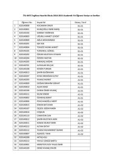 İT&Uuml;-KKTC 2014-2015 Akademik Yılı &Ouml;ğrenci Seviye ve Sınıfları ITU