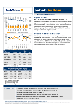 G&uuml;nl&uuml;k B&uuml;lten 14 Ağustos 2014