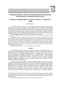 Psikolojik Danışman Adaylarına Psikolojik Danışma Becerilerinin