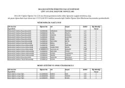 2014-2015 EĞİTİM &Ouml;ĞRETİM YILI G&Uuml;Z D&Ouml;NEMİ &Ccedil;İFT ANA DAL