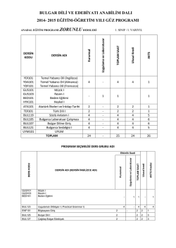 bulgar dili ve edebiyatı anabilim dalı 2014- 2015 eğitim