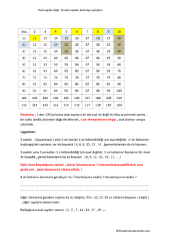 Asal sayılar eleği &ccedil;alışma kağıdı