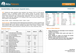G&uuml;nl&uuml;k B&uuml;lten: Dip seviyesi oluşmak &uuml;zere