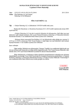 Fiba Faktoring A.Ş. BDDK Birleşme İzni