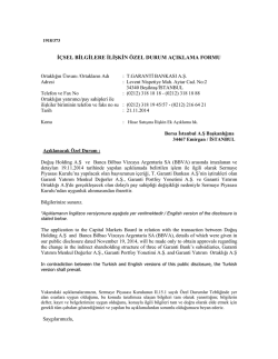 Hisse Satışına İlişkin Ek Açıklama hk.