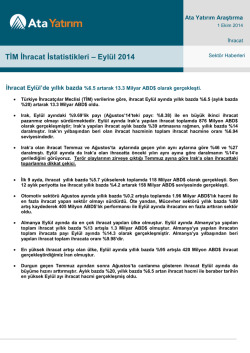 TİM İhracat İstatistikleri &ndash; Eyl&uuml;l 2014