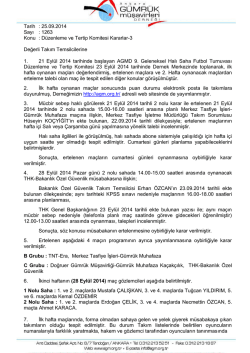 D&uuml;zenleme ve Tertip Komitesi Kararlar-3