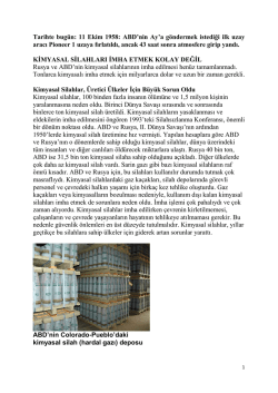 Kimyasa Silahları İmha Etmek Kolay Değil