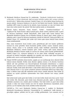 İDARE HUKUKU DERSİ FİNAL SINAVI CEVAP ANAHTARI