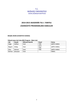 Cognitive Science - Boğazi&ccedil;i &Uuml;niversitesi