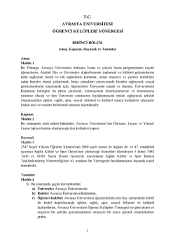 T.C. AVRASYA &Uuml;NİVERSİTESİ &Ouml;ĞRENCİ KUL&Uuml;PLERİ Y&Ouml;NERGESİ