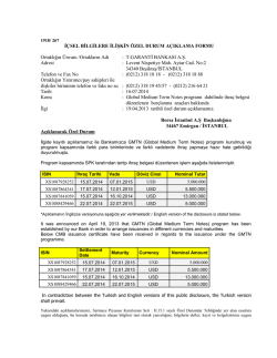 Global Medium Term Notes programı dahilinde ihra&ccedil; belgesi