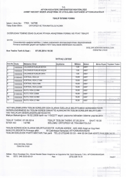 TEKLİF İSTEME FORMU istem/Alım No: 7763 : 14/796