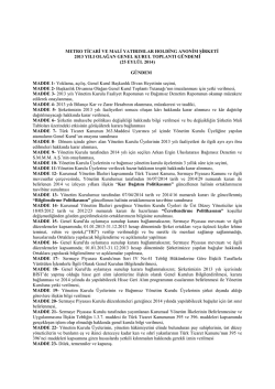 25 eyl&uuml;l 2014 - Metro Ticari ve Mali Yatırımlar Holding A.Ş.