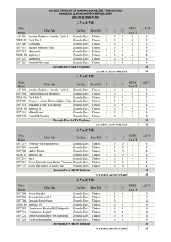 2014-2015 Ders Planı - Yıldız Bilge Barbaros Denizcilik Y&uuml;ksekokulu
