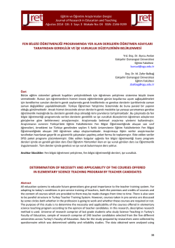 fen bilgisi &ouml;ğretmenliği programında yer alan derslerin &ouml;ğretmen