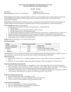 SBR258 &ndash; SPOR MASAJI - Hacettepe &Uuml;niversitesi