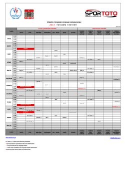 2015 Yarışma Takvimi - T&uuml;rkiye Otomobil Sporları Federasyonu
